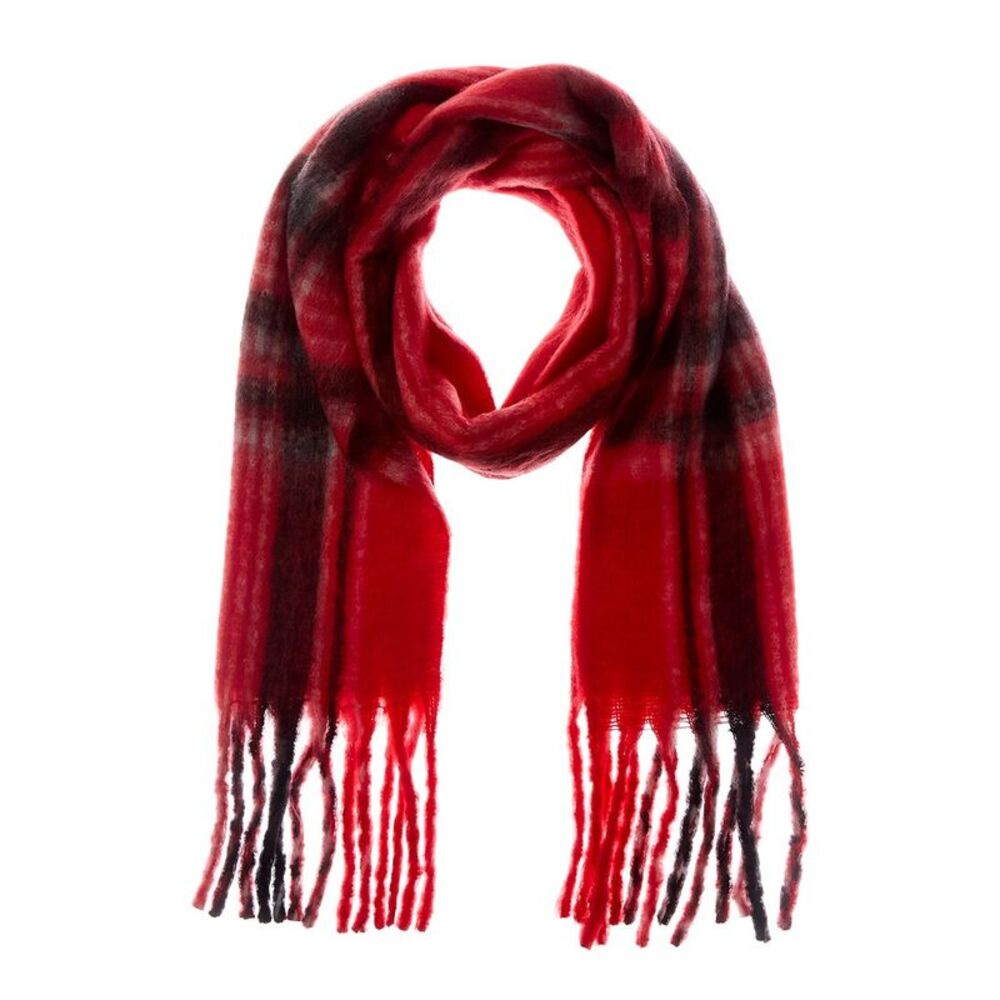 La Fiorentina Plush Fringe Scarf, Red